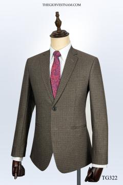 Bộ Suit Nâu Đậm Sọc Caro Classic Fit TGS322